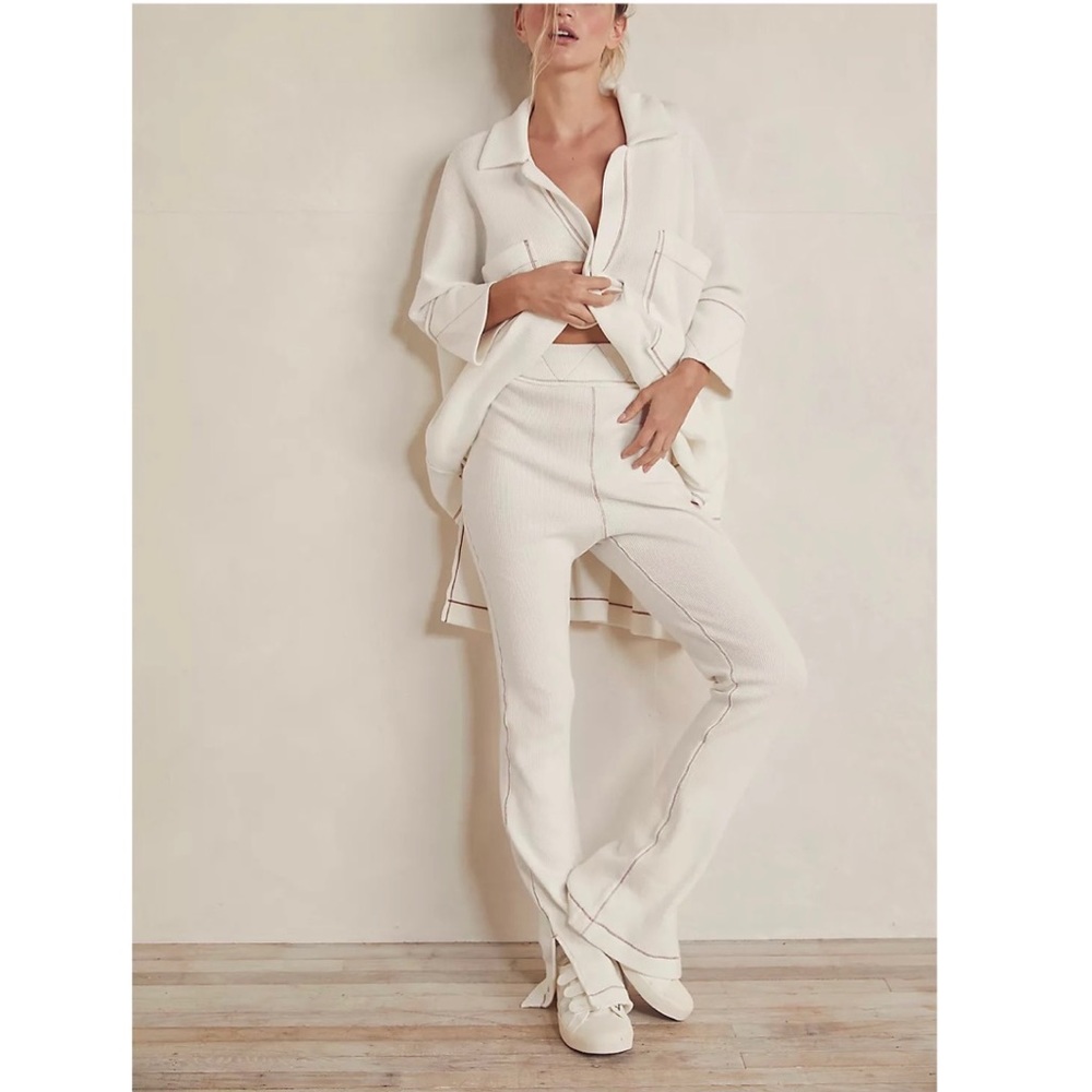 Free People Intimately FP Under The Stars Slim Flares Pants White Whisper XS New